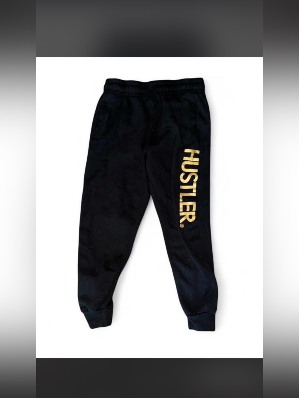 Hustler Hollywood Black Joggers with Gold Vertical Logo